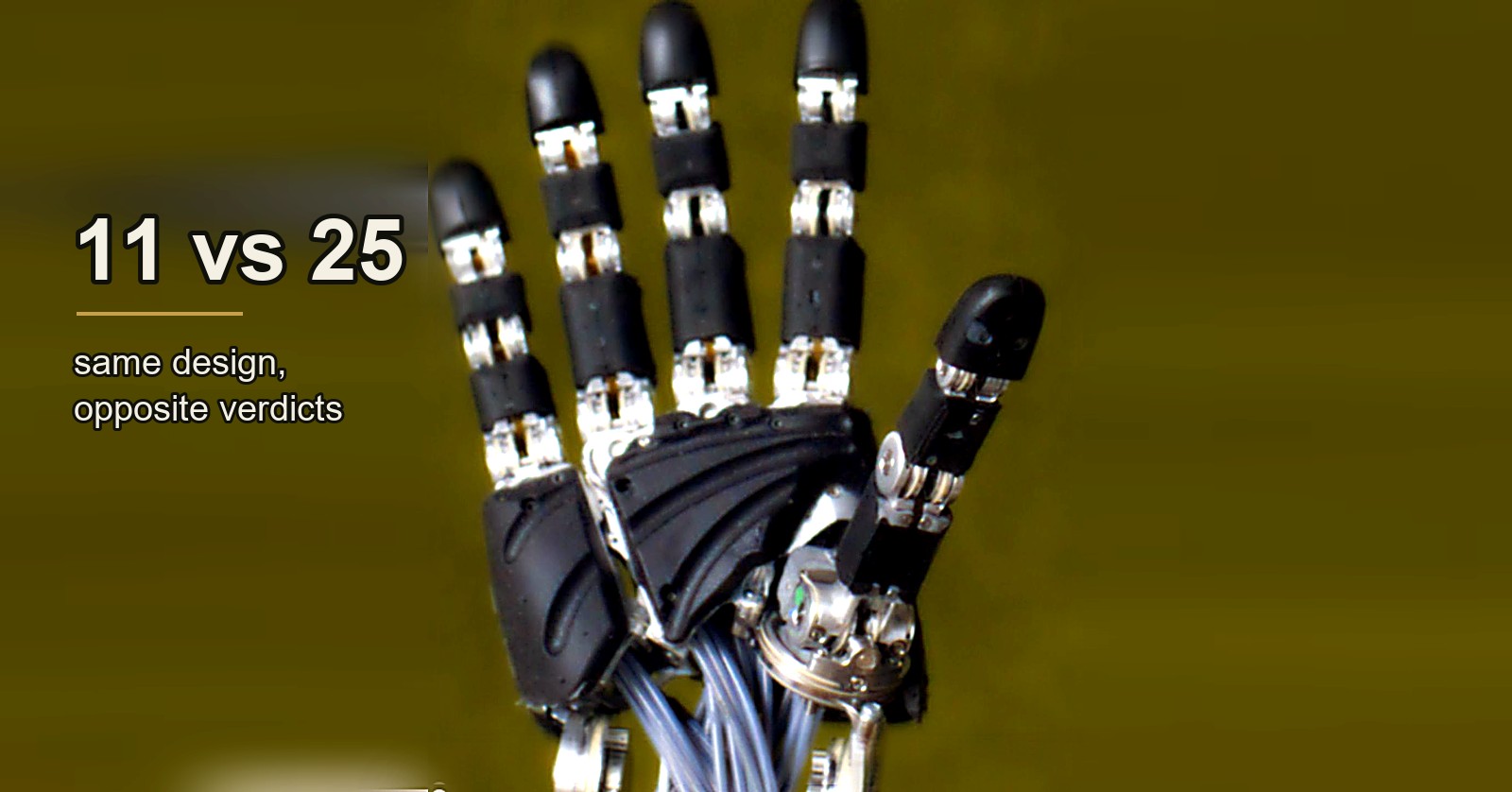 Close-up of 1X's NEO robot hand with its cover off: black fingertips, exposed silver finger joints, and a bundle of tendon cables running out of the palm and down through the wrist pulleys toward the forearm.
